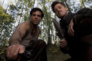 (L-R) Eli Roth and Brad Pitt play two Nazi-scalping Basterds